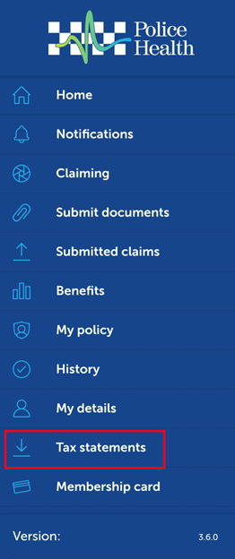 A screenshot from the Police Health mobile app
