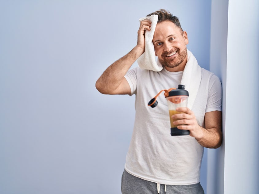 A man receives treatment from a health professional
