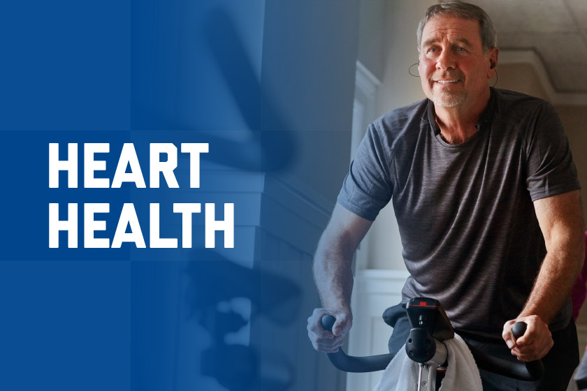 Middle aged man on an exercise bike