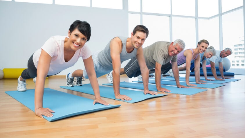 A group of people exercising